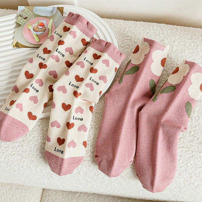 Sweet Pink Floral Socks