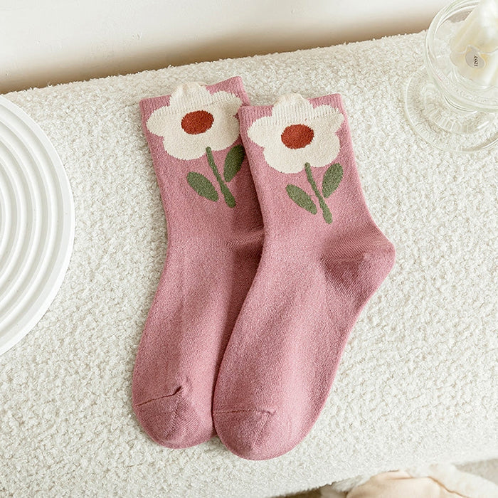 Sweet Pink Floral Socks