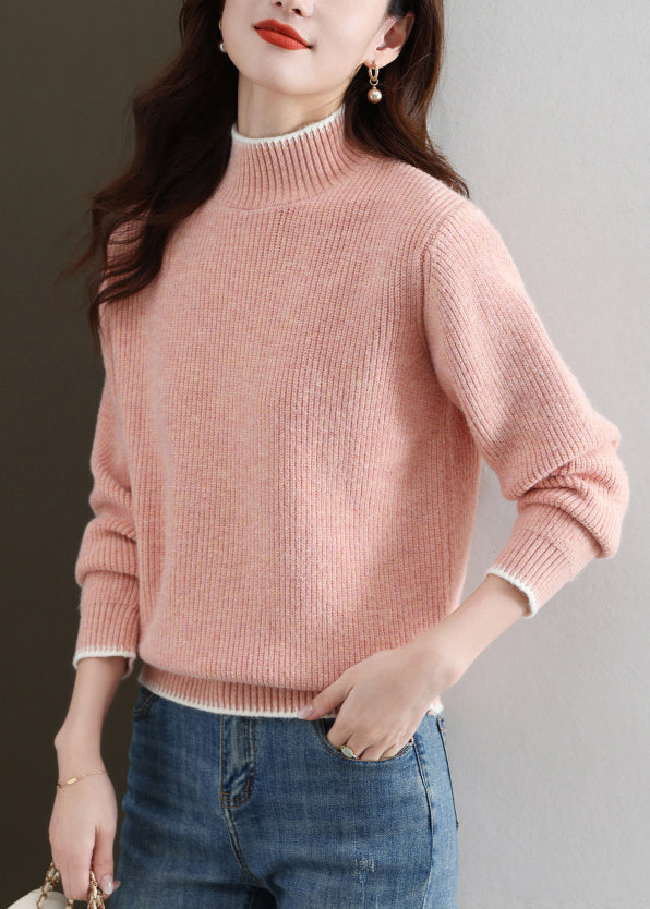 Pink Cozy Thick Knit Fall Sweater Turtleneck QS032