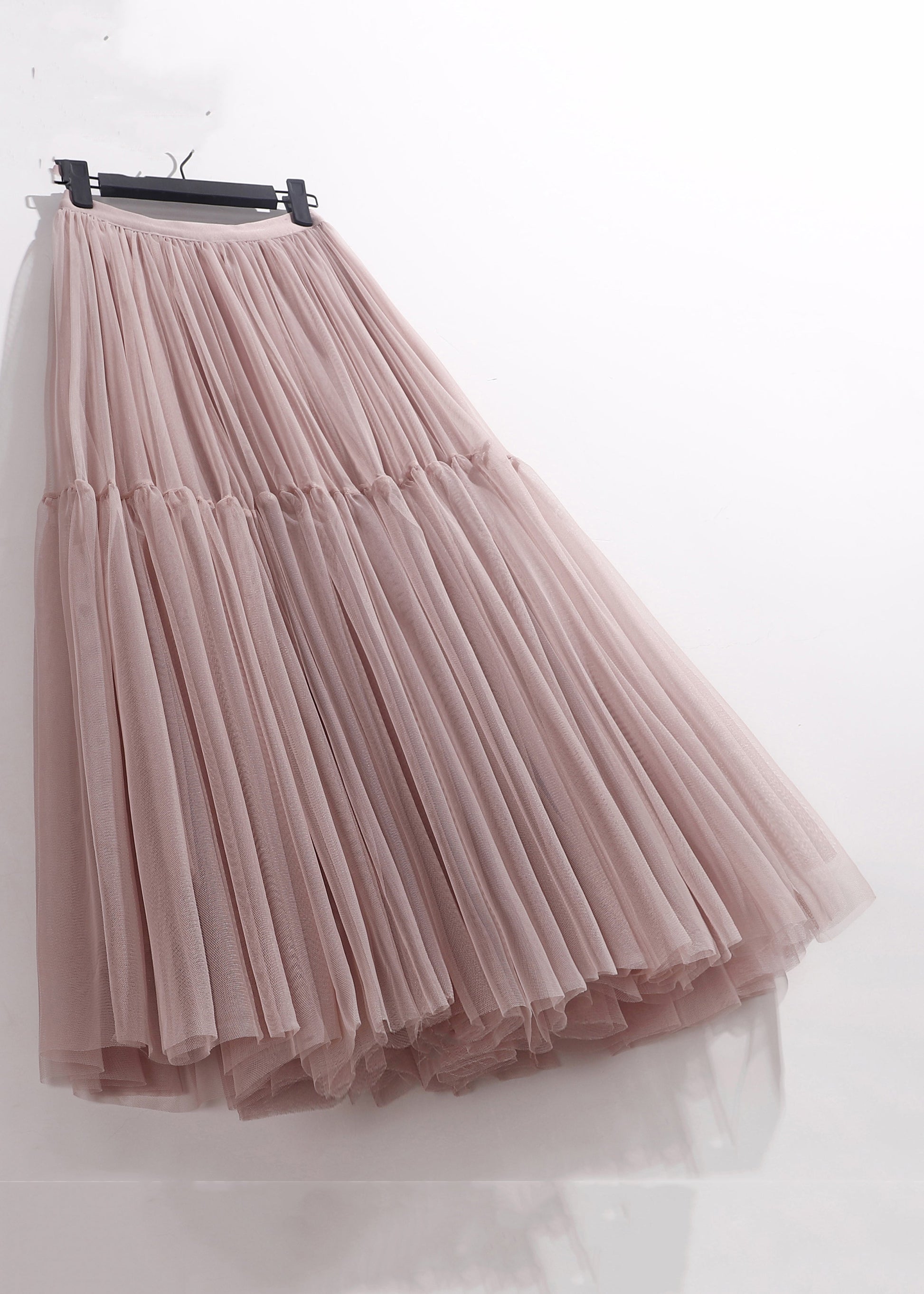 Pink Patchwork Loose Tulle Pleated Skirt High Waist Summer Ada Fashion