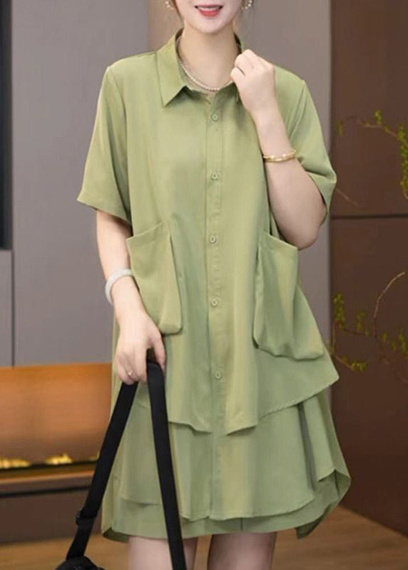 Green Size Summer Oversized Fruit Set Plus Patchwork Two-Piece