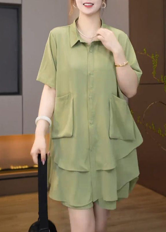 Green Size Summer Oversized Fruit Set Plus Patchwork Two-Piece