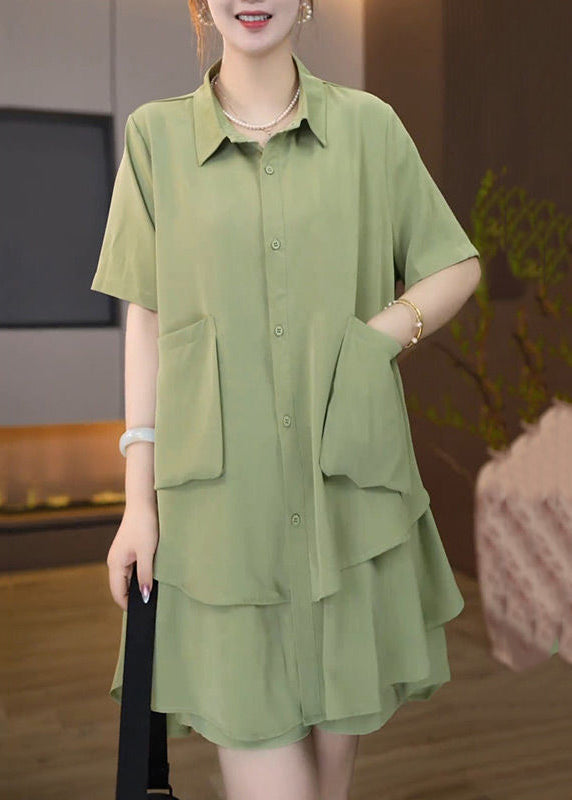 Green Size Summer Oversized Fruit Set Plus Patchwork Two-Piece