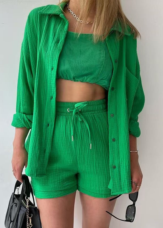 Green Piece Plus Oversized Pocket Size 2 Cotton Outfit Summer