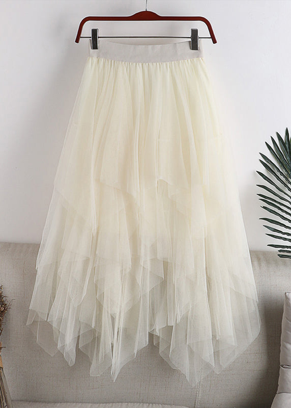 Plus Size Grey Asymmetrical Design Tulle Skirt Summer QQ1037