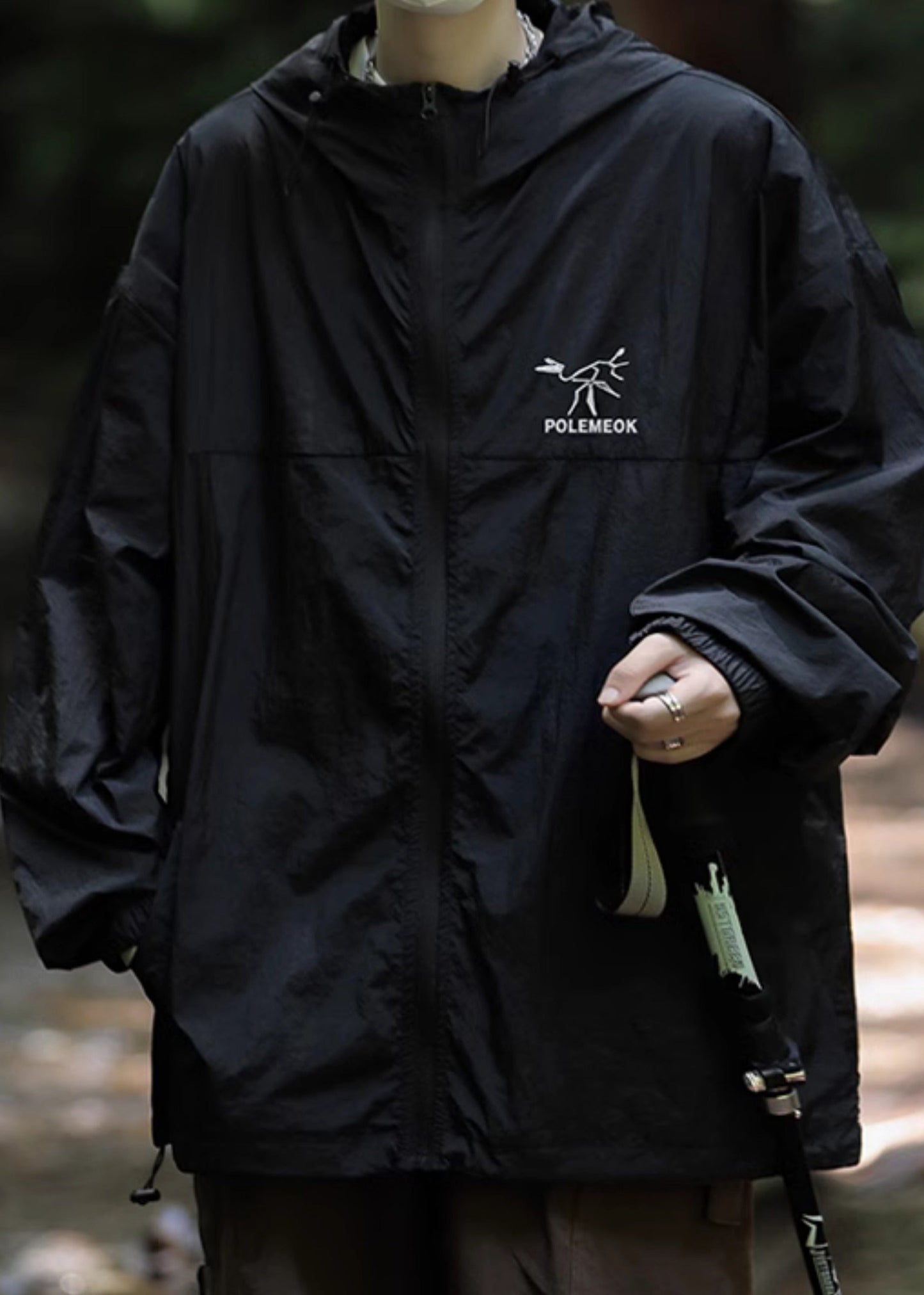 Ice UPF Embroideried Plus Hooded Coat Silk 50+ Men Size Grey