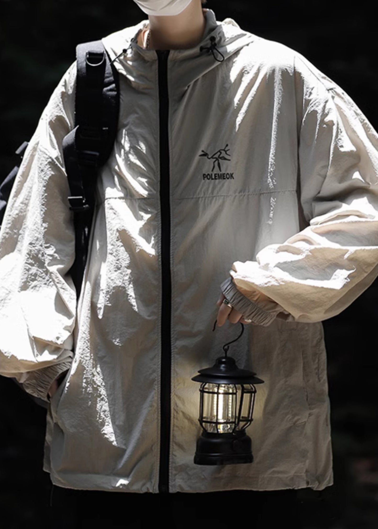 Ice UPF Embroideried Plus Hooded Coat Silk 50+ Men Size Grey