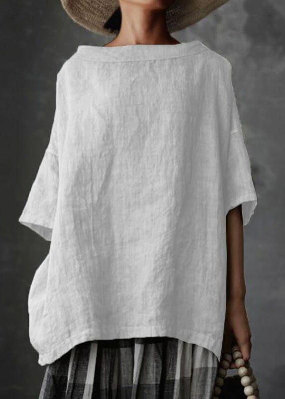Summer Patchwork Size Shirts Plus Solid Grey O-Neck T