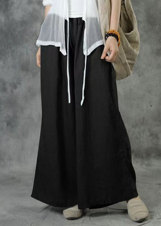 Wide Summer Plus Leg Size Pants Pockets Waist Elastic Khaki