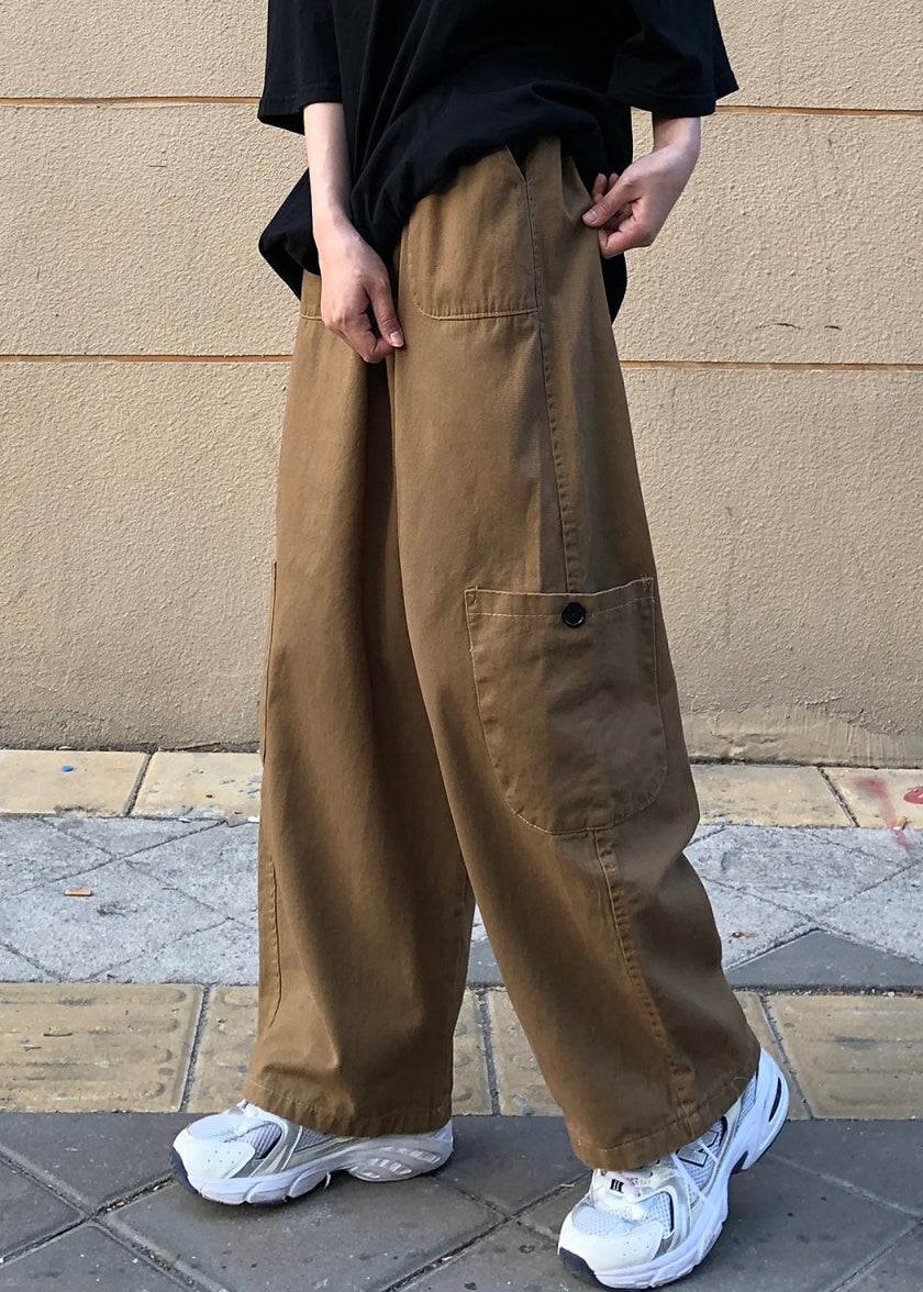 Men Pants Cotton Summer Plus Solid Pockets Size Khaki