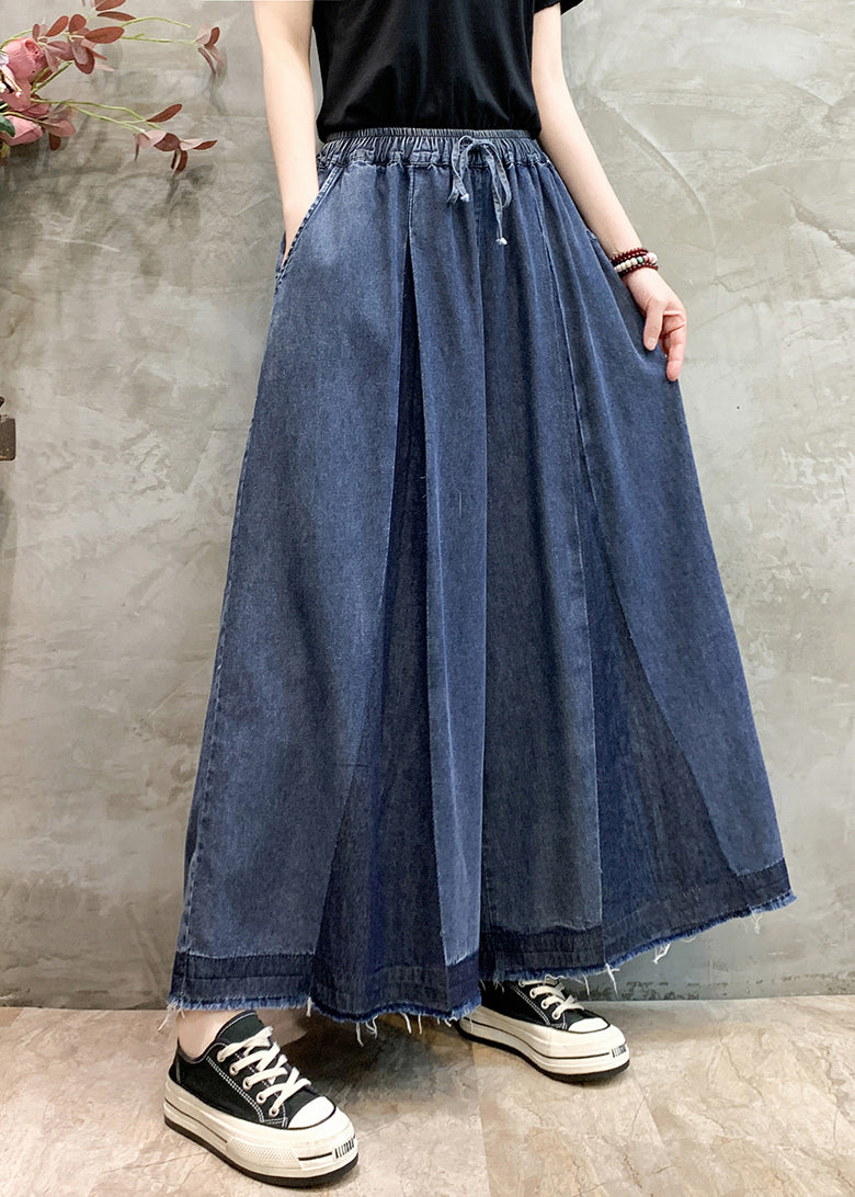 Pants Oversized Leg Size Navy Summer Wrinkled Plus Wide Denim