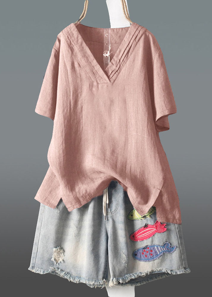 Plus V Navy Linen Tank Size Summer Wrinkled Neck