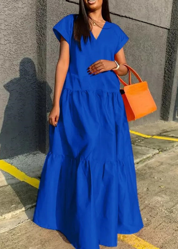 Long Patchwork Summer Dress Neck V Plus Orange Size