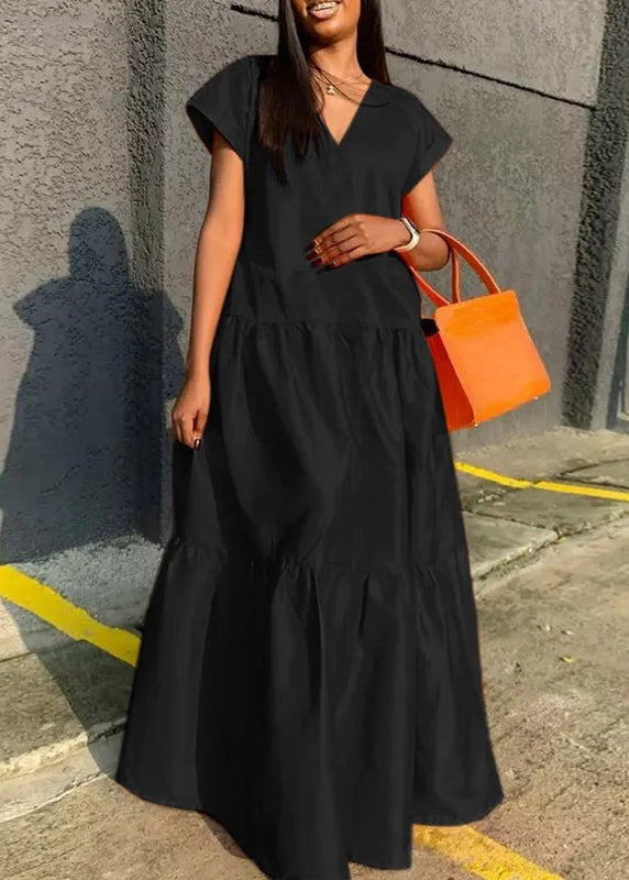 Long Patchwork Summer Dress Neck V Plus Orange Size