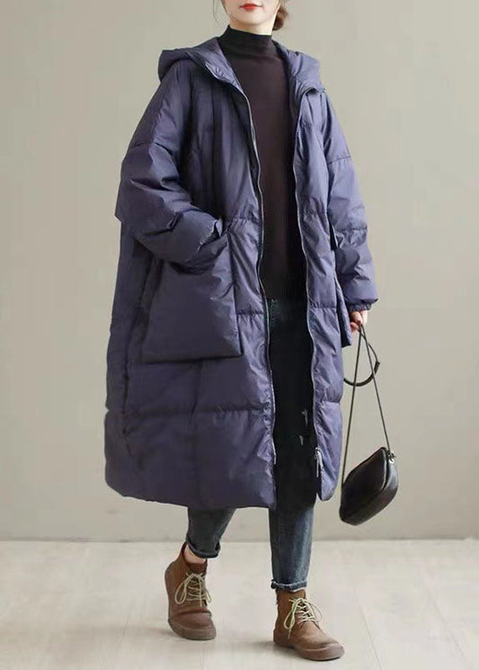 Plus Size Purple Hooded thick Duck Down Down Coats Winter