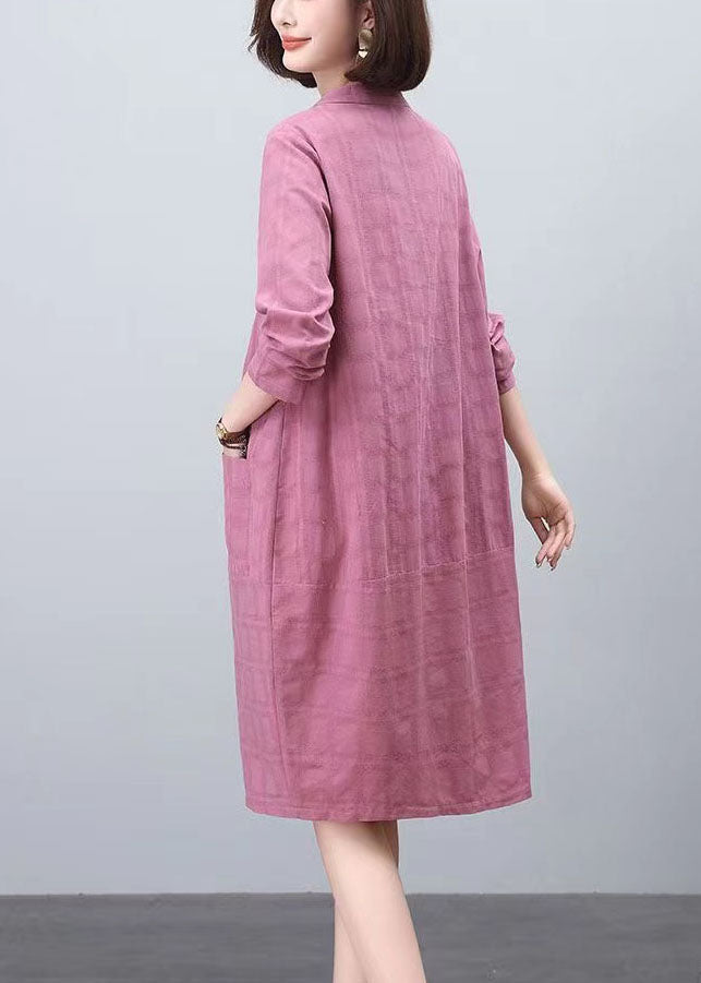 Spring Size Purple Dresses Jacquard Day Cotton Plus