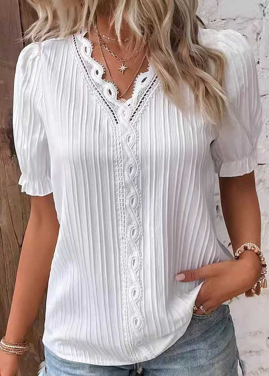 Hollow Size Shirts Color Summer Plus Spandex Solid Out