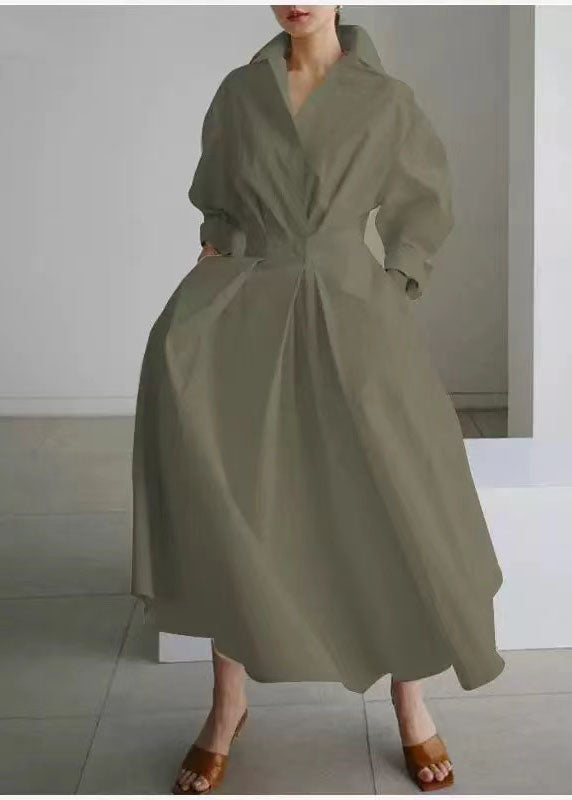 Spring Maxi Size Cinched Dresses Fit Green Silm Plus Tea