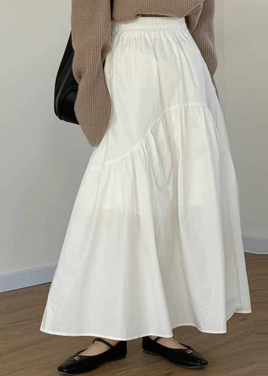 White Patchwork Hem Cotton Size Summer Exra Plus Large Skirt