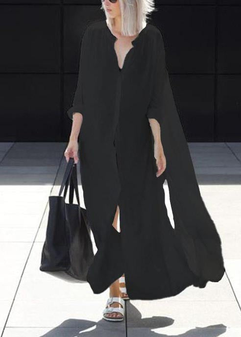 Size Cotton UPF Shirts White 50+ Plus Side Long Open Oversized