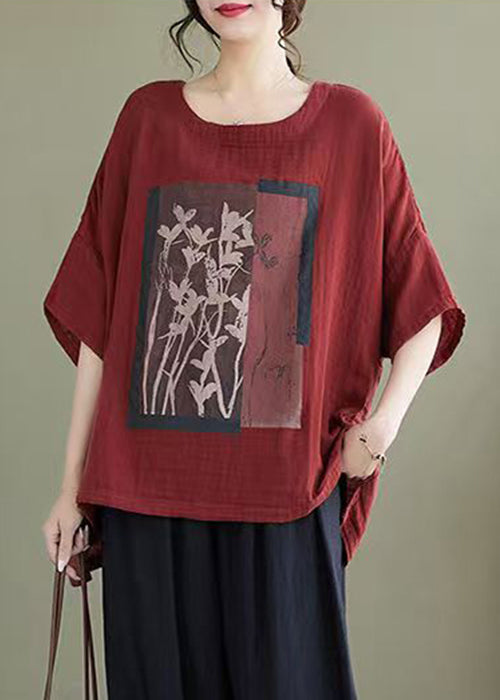 Design Low Blouses White Size Plus Print Cotton High Bracelet