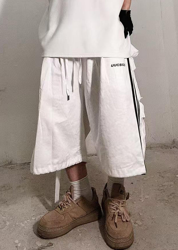 Shorts Size Men White Plus Striped Cotton Pockets Summer