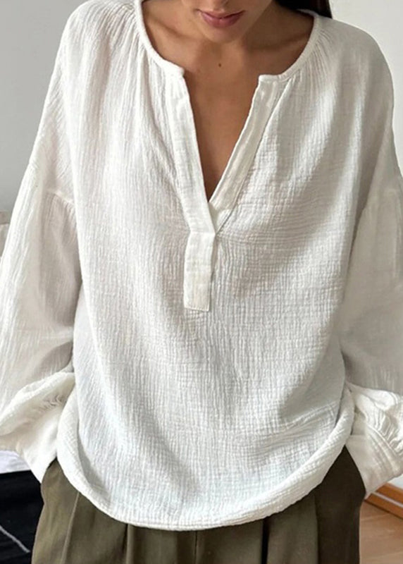 White Neck T Fall Patchwork Plus V Size Shirts Cotton