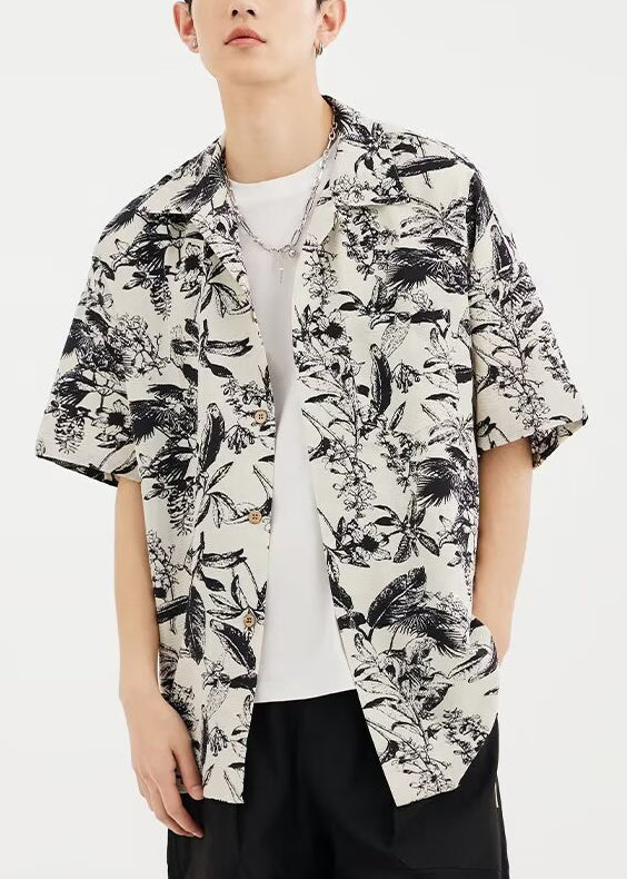 Cotton Button Men Shirts Summer Original Design Print