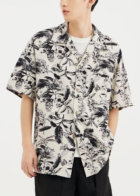 Cotton Button Men Shirts Summer Original Design Print