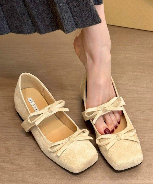 Shoes Purple Bow Splicing Suede Wedge French