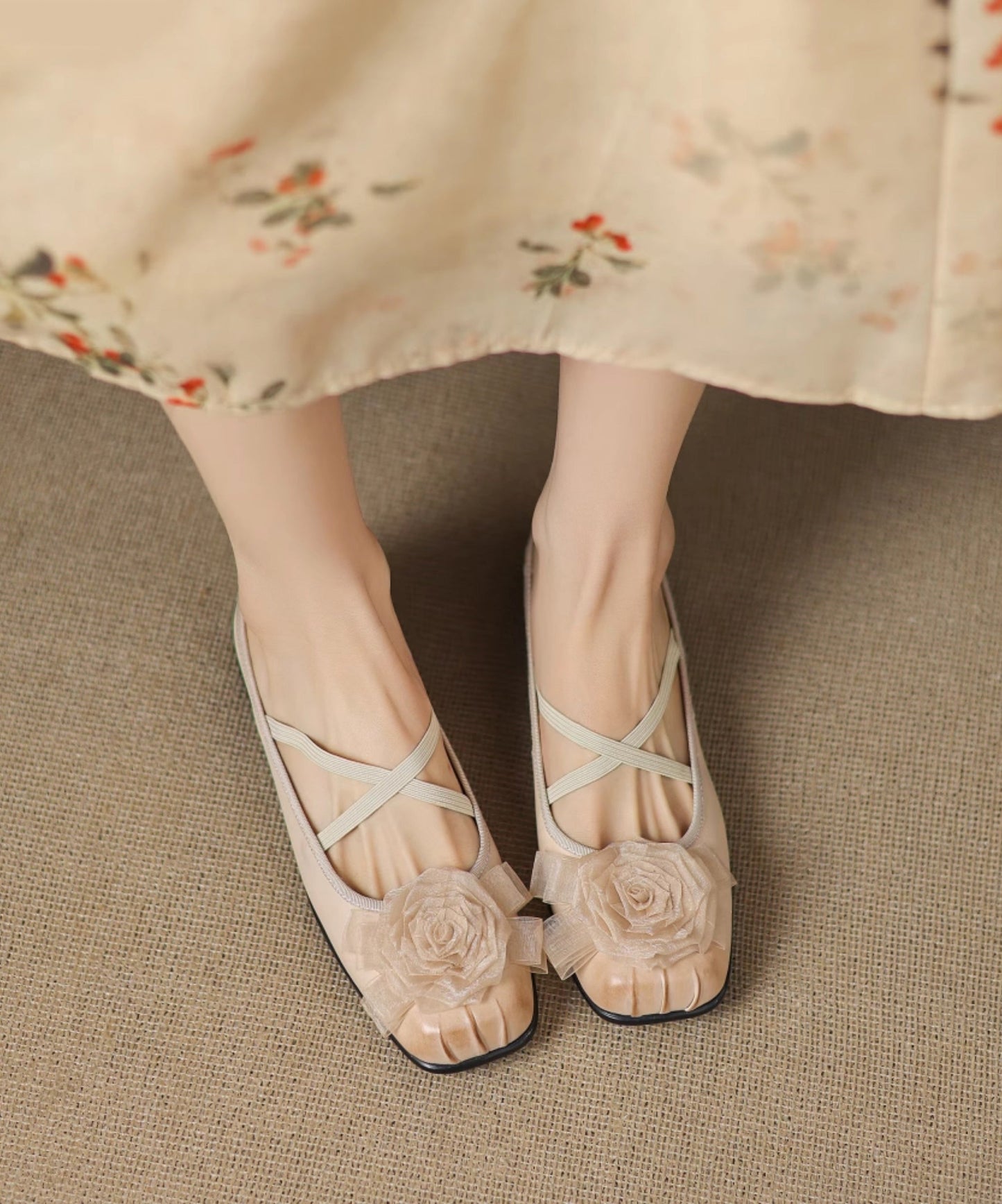 Purple Cowhide Leather Slide Floral Sandals Splicing