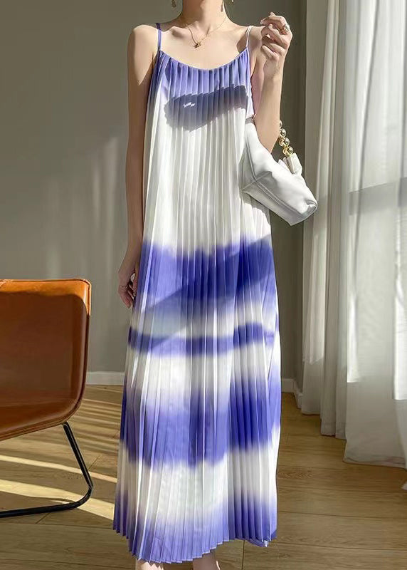 Purple Gradient Color Cotton Maxi Dress Cold Shoulder Summer AB1015