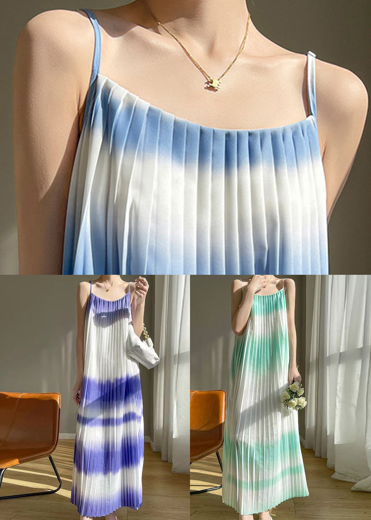 Purple Gradient Color Cotton Maxi Dress Cold Shoulder Summer AB1015