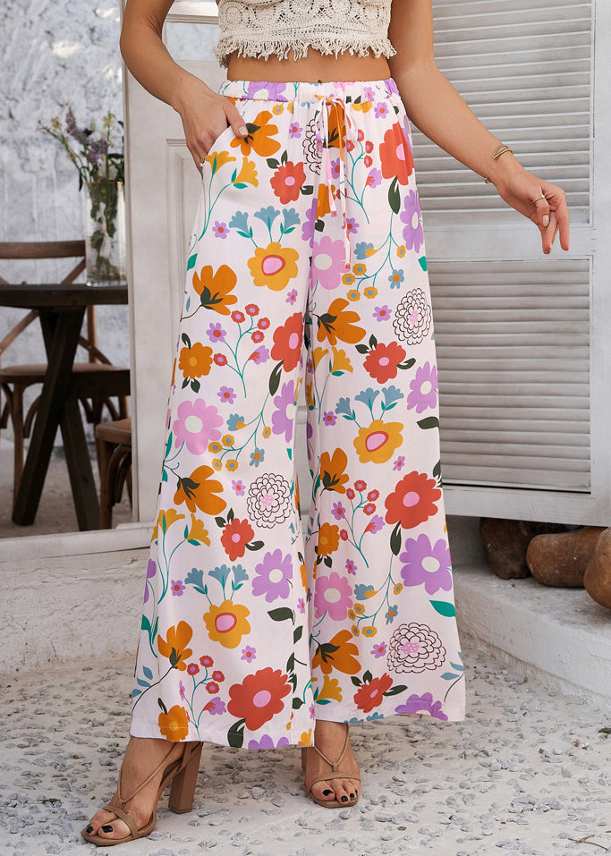 Dresses Print Rainbow Waist Tie Vacation Trousers