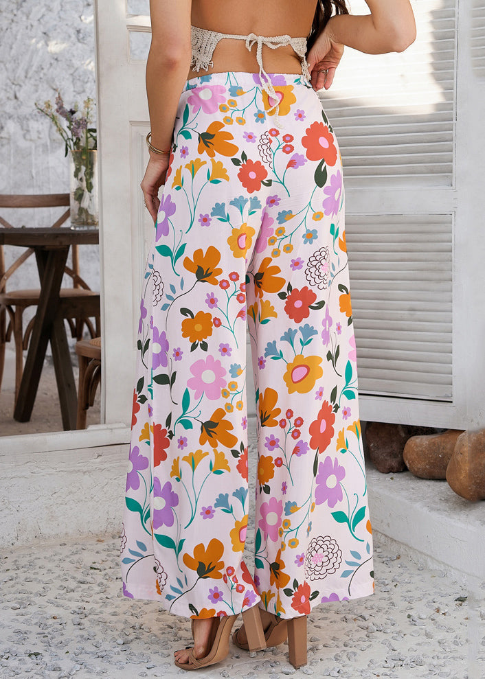 Dresses Print Rainbow Waist Tie Vacation Trousers