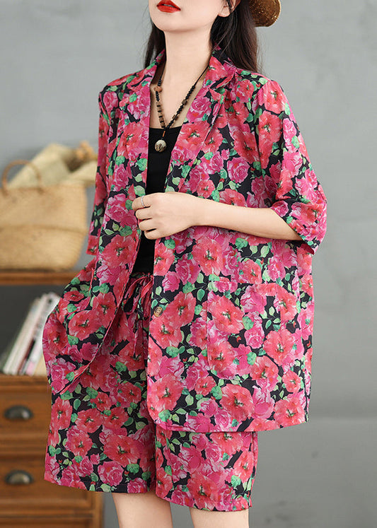 Set Red Two Waist Piece Collar Cotton Elastic Pan Peter Spring