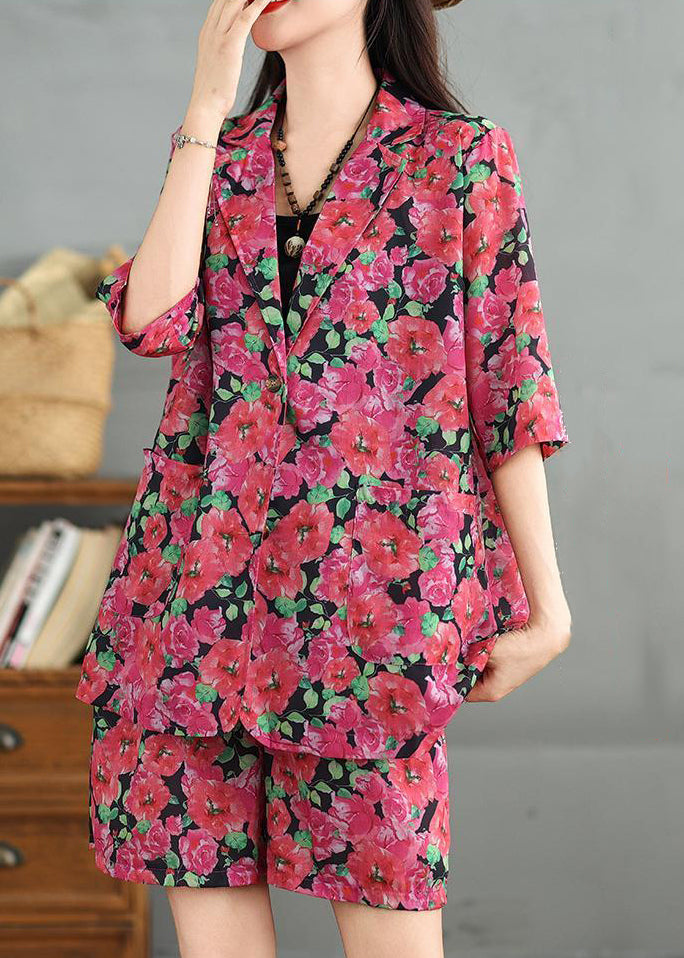 Set Red Two Waist Piece Collar Cotton Elastic Pan Peter Spring