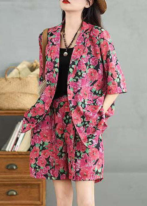 Set Red Two Waist Piece Collar Cotton Elastic Pan Peter Spring