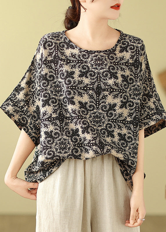 Short Sleeve Top Loose O-Neck Red