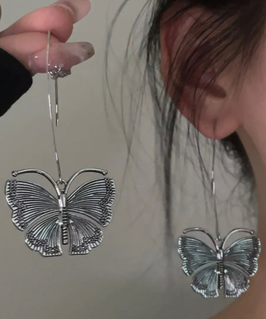 Earrings 925 Butterfly Drop Retro Silver