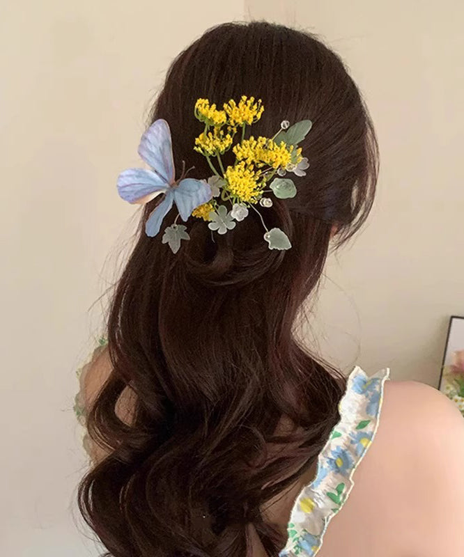 Floral Retro Butterfly Hairpin Blue Alloy