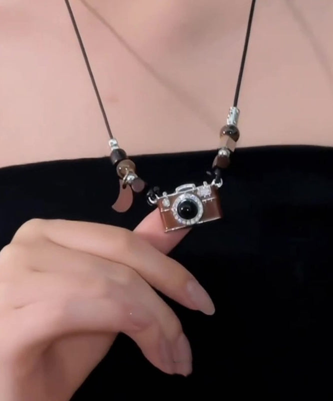 Leather Camera Copper Drip Brown Resin Glaze Retro Overgild