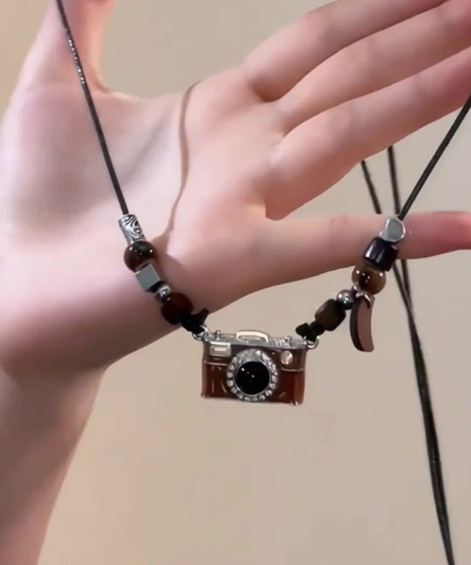 Leather Camera Copper Drip Brown Resin Glaze Retro Overgild