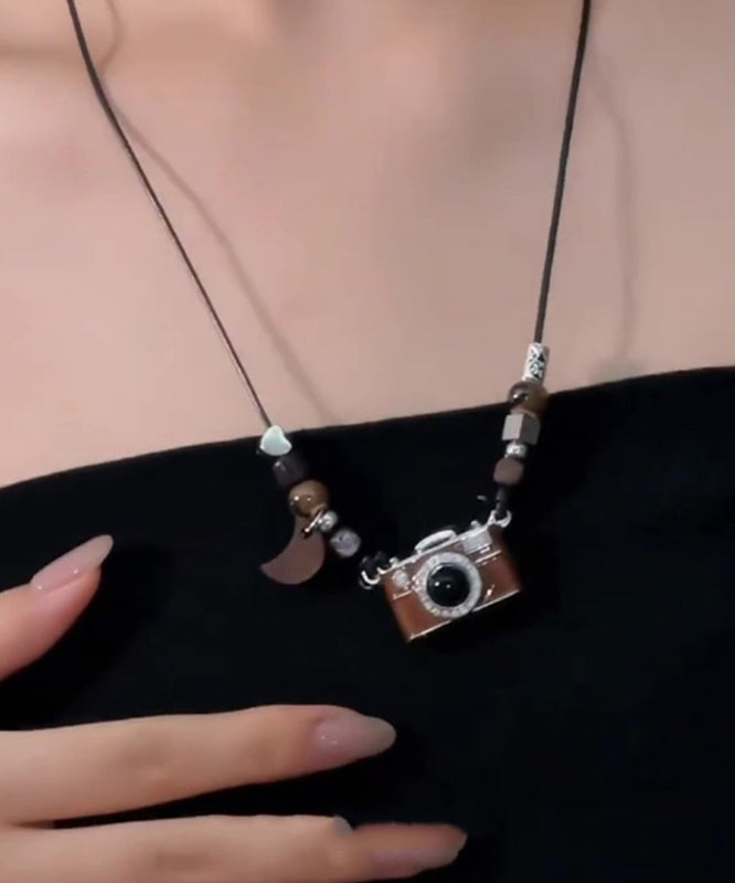 Leather Camera Copper Drip Brown Resin Glaze Retro Overgild