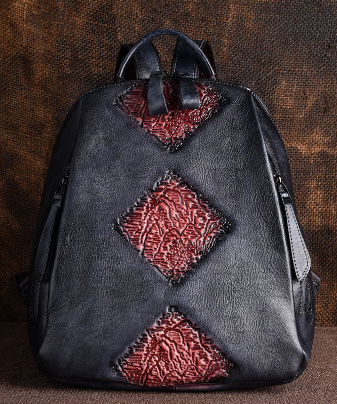 Calf Green Retro Durable Large Bag Capacity Leather Backpack