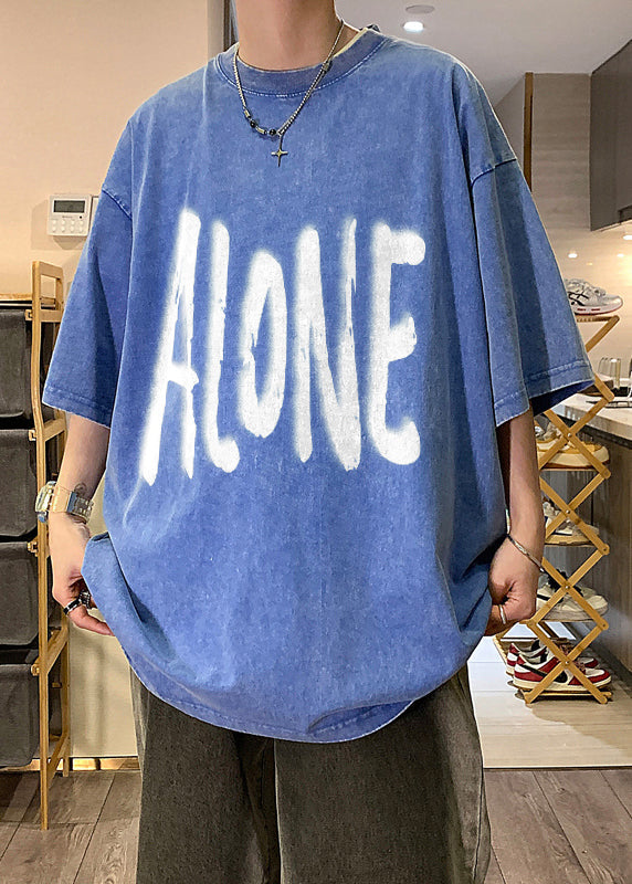 Cotton Men Half Khaki Original T Design Shirts Letter Retro