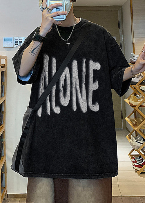 Cotton Men Half Khaki Original T Design Shirts Letter Retro