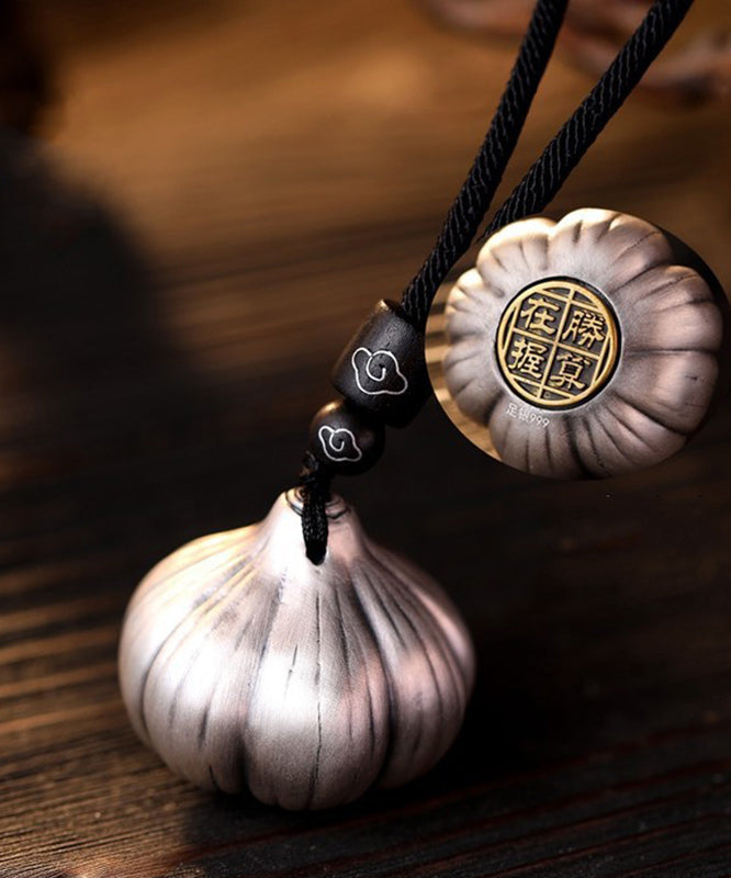 Garlic Retro Auspicious Silk Chains Cloud Silver Phone Sterling
