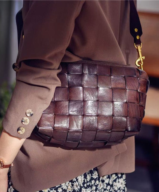 Leather Retro Design Bags Shoulder Weave