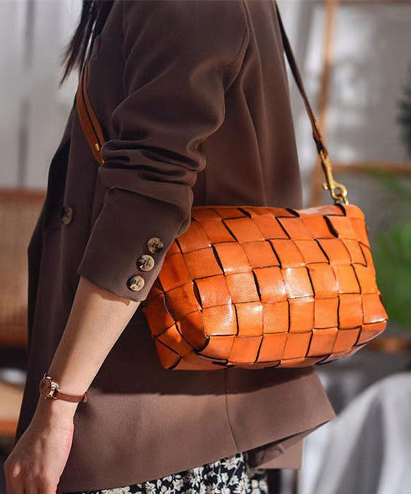 Leather Retro Design Bags Shoulder Weave